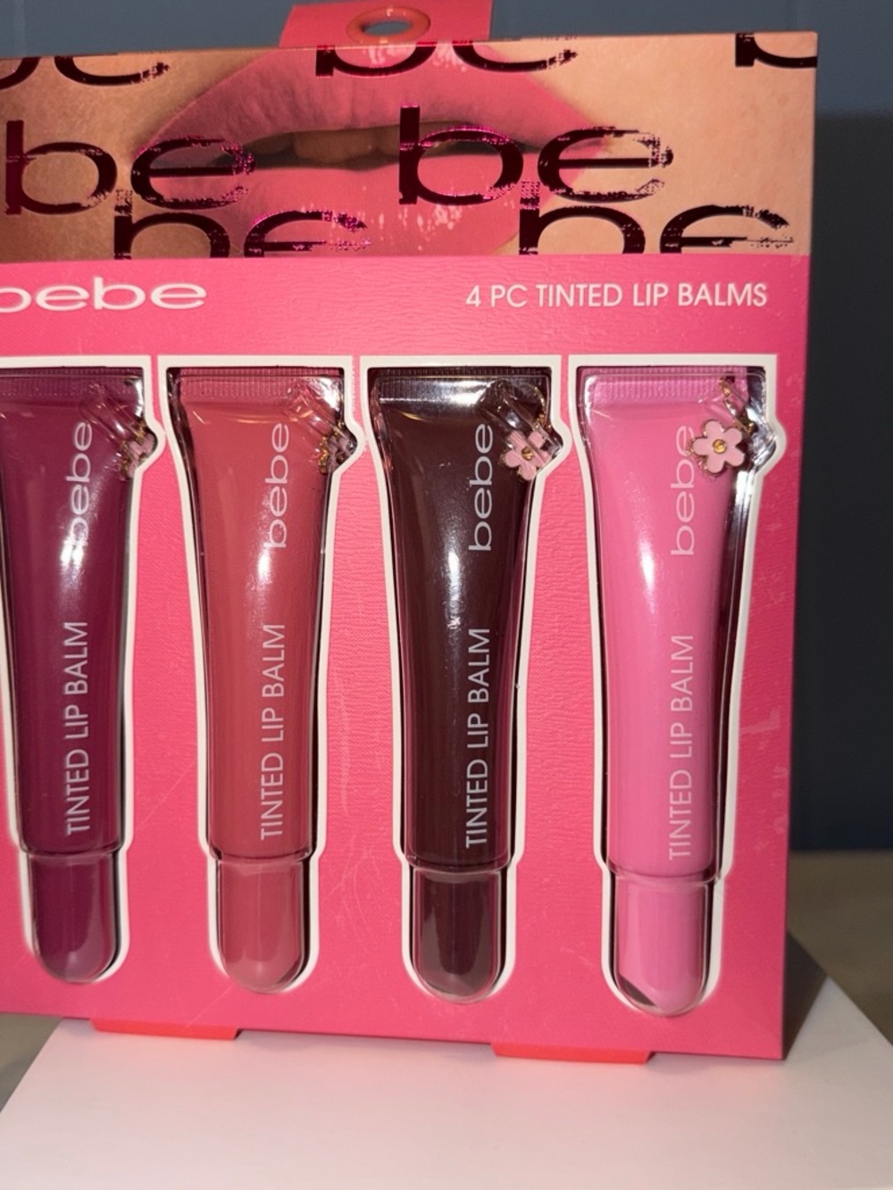 bebe 4-Pack Tinted Lip Balm Set - Pink, Rose, Berry, Plum